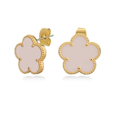 Tipperary Crystal Le Fleur Collection Pink Earrings Yellow Gold