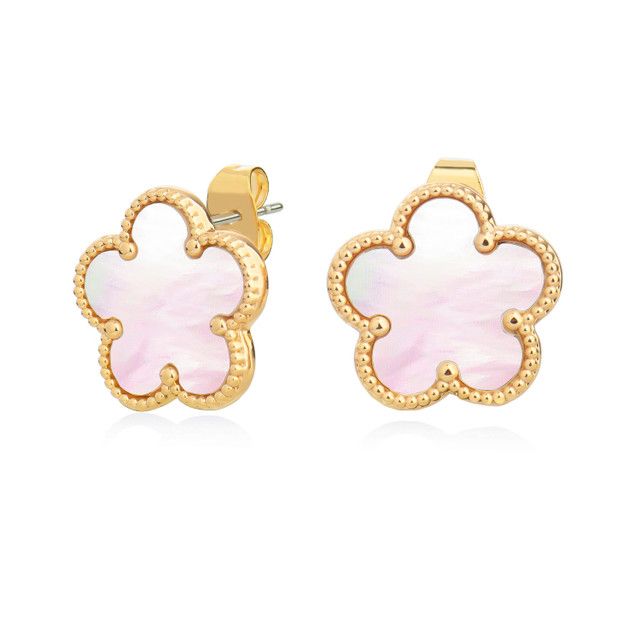 Tipperary Crystal Le Fleur Collection Mop Earrings Yellow Gold