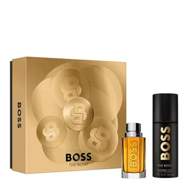 Boss The Scent 50ml 2pc Gift Set Boss The Scent gift set with 50ml Eau de Toilette and deodorant spray in gold box