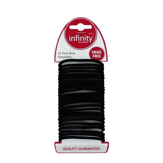 Infinity 24 Thick Black Ponytailers