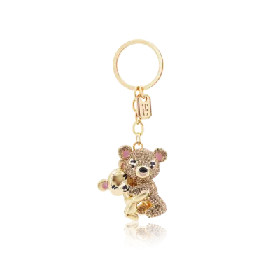 Tipperary Crystal Gold Hugging Bears Keyring