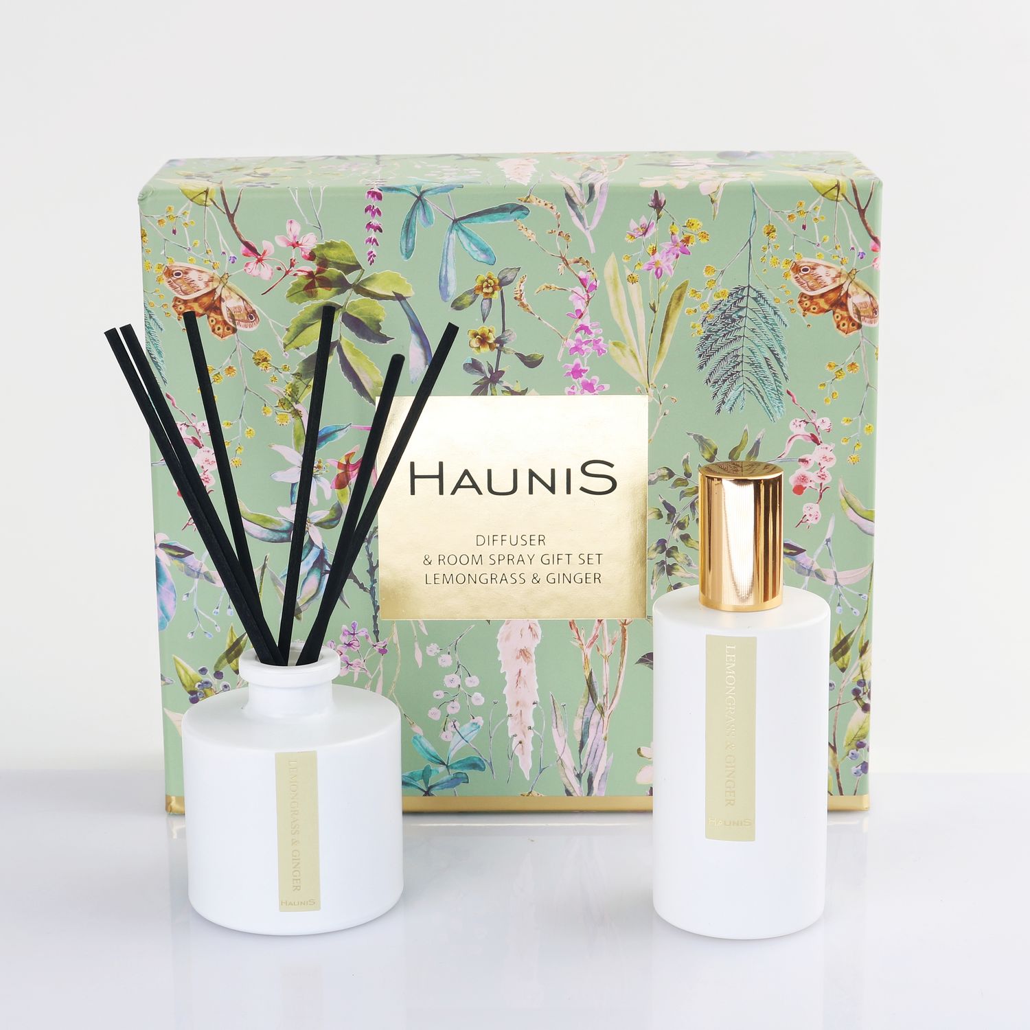 Haunis Lemongrass & Ginger Diffuser & Room Spray Set Haunis Lemongrass & Ginger Diffuser & Room Spray Set