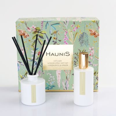 Haunis Lemongrass & Ginger Diffuser & Room Spray Set Haunis Lemongrass & Ginger Diffuser & Room Spray Set