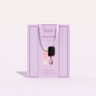 Voduz Gloss Touch gift set with mini brush and hair oil in lilac box