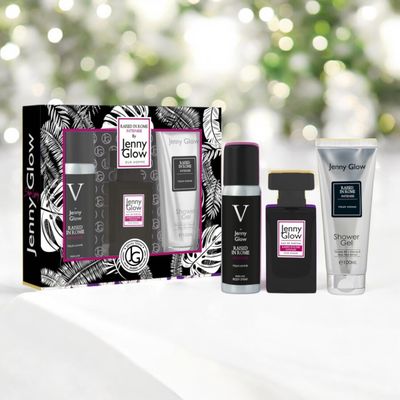 Jenny Glow Raised in Rome Intense gift set with 50ml Eau de Parfum, body spray and shower gel