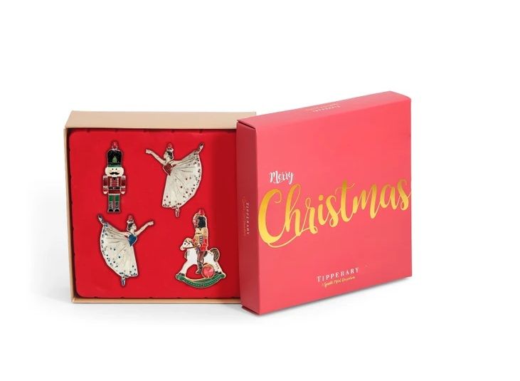Tipperary Crystal Sparkle Nutcracker Set of 4 Christmas Decorations Tipperary Crystal Sparkle Nutcracker Set of 4 Christmas Decorations