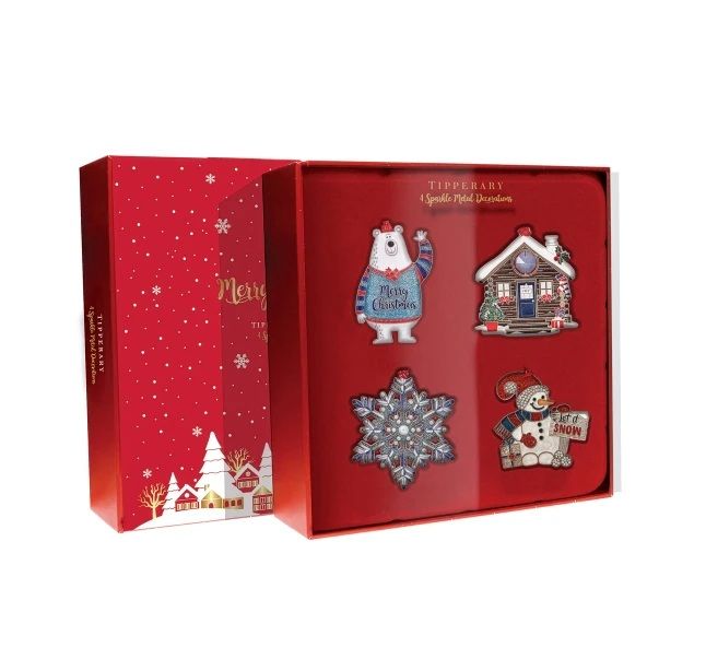 Tipperary Crystal Sparkle Winter Wonderland Set of 4 Decorations Tipperary Crystal Sparkle Winter Wonderland Set of 4 Decorations