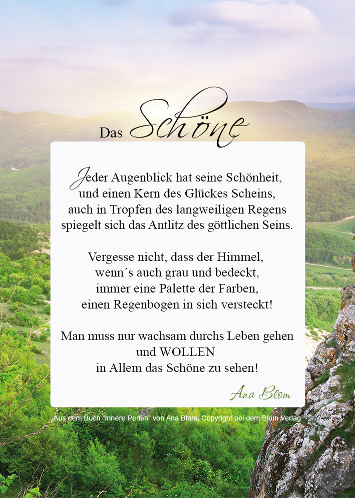 Motivationsposter, Poesie: "Das Schöne" von Ana Blom Motivationsposter, Poesie: "Das Schöne" von Ana Blom