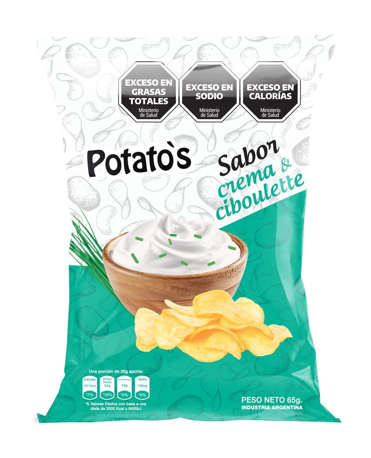 Papas Potatos sabor Crema y Cibulette