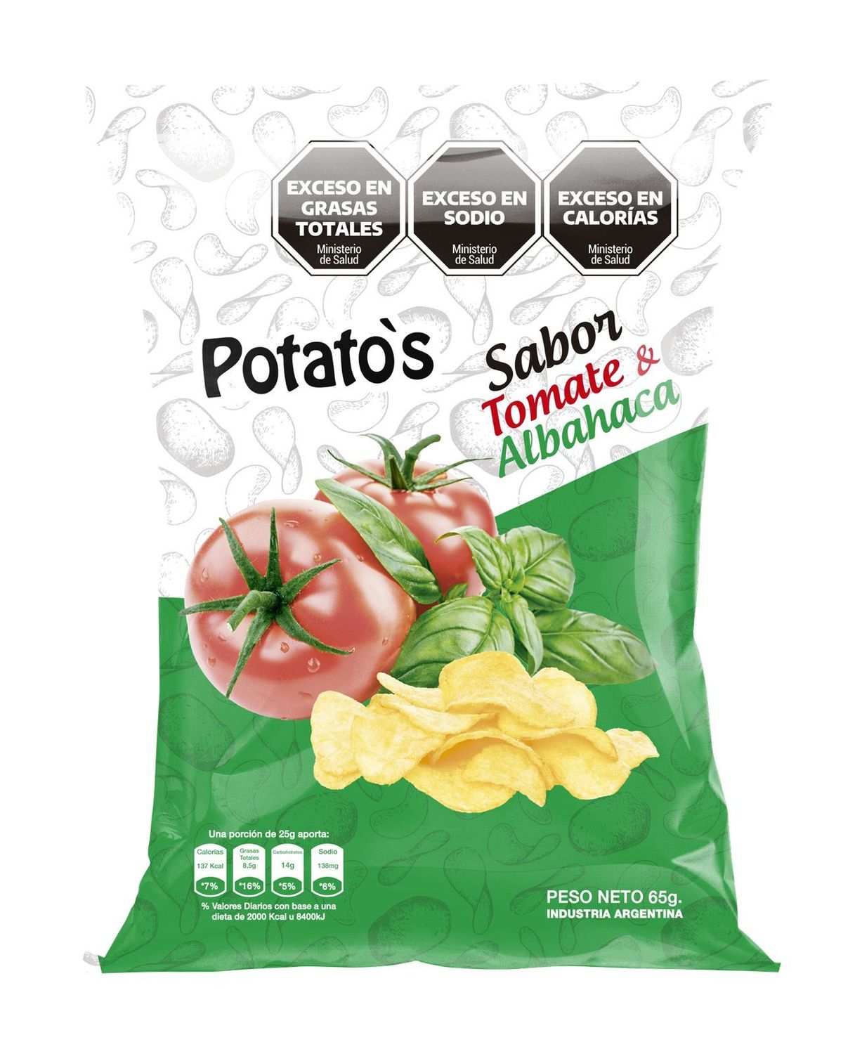 Papas Potatos sabor Tomate y Albahaca