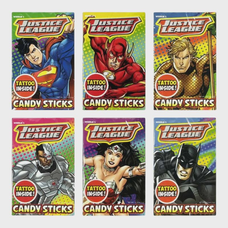 Justice League Candy Sticks with Tattoo .52oz (COLOMBIA)