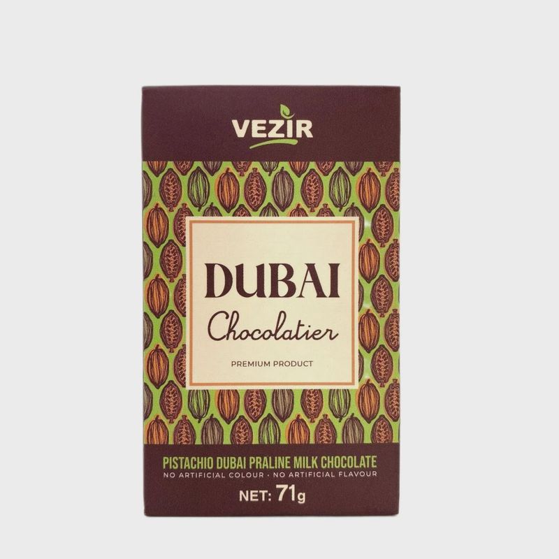 Pistachio Praline Dubai Chocolate Bar – Crispy &amp; Nutty Delight 71gr