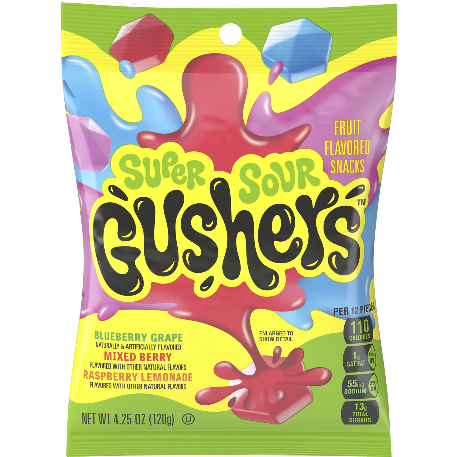 Gushers Fruit Flavoured Snacks, FLAVOURS: sour