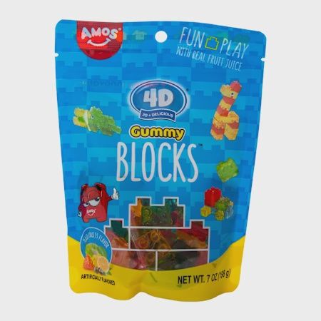 Amos 4D Gummy, flavour: Blocks Gummy Burst