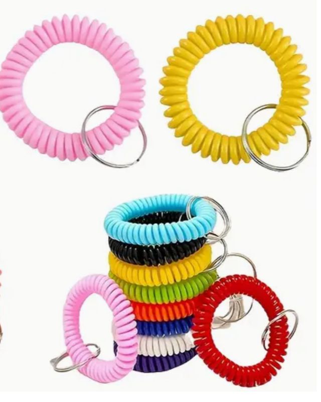 Stretchable Spiral Wrist Keychain Bracelets -  5 piece