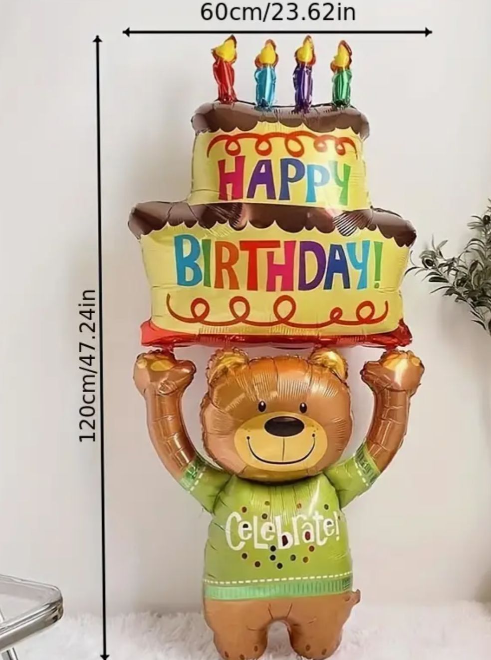 Aluminum Foil Balloons - 47.2 Inch Giant Bear-Shaped