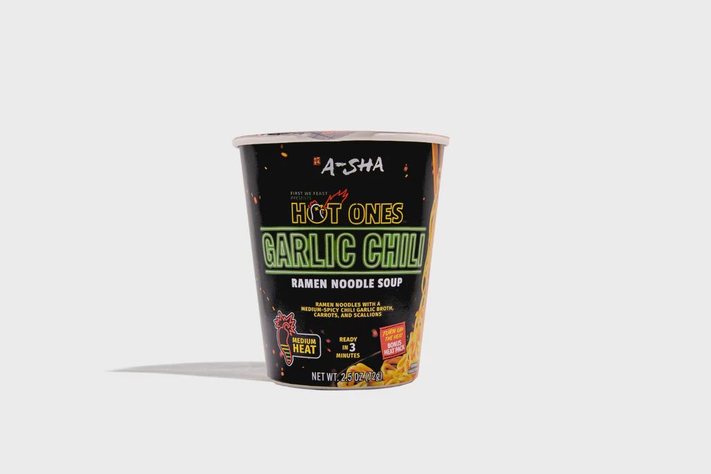 A-Sha x Hot Ones Cup Noodles, flavour: Garlic Chilli