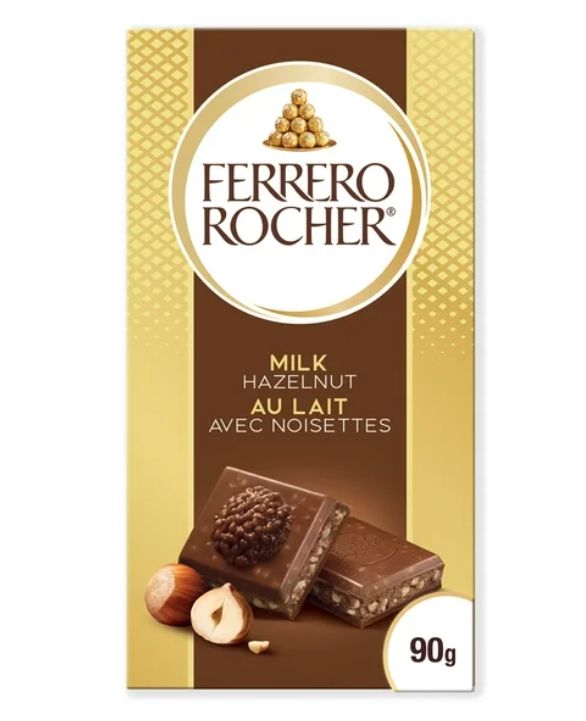 Ferrero Rocher Bars Milk Chocolate, FLAVOURS: Milk Chocolate Hazelnut
