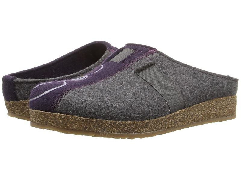 Haflinger Magic Clog Shoes Eggplant Charcoal