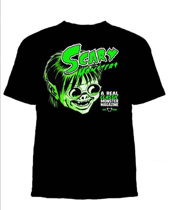 Scary Monsters Big Sam Scare Martian Green on Black Retro T-Shirt