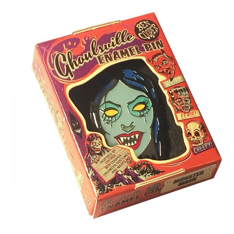 Vampyra Retro Style Horror Mask Enamel Pin in Collector Box