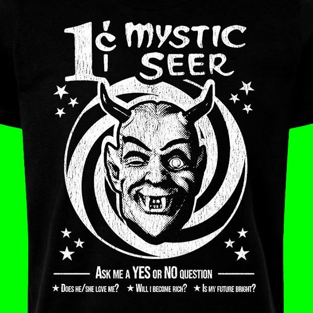 Mystic Seer Black T-shirt - The Twilight Zone William Shatner