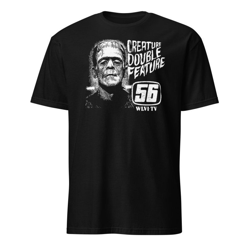Retro Creature Double Feature Ch. 56 TV Show - Frankenstein Monster or Gamera Black T-shirt