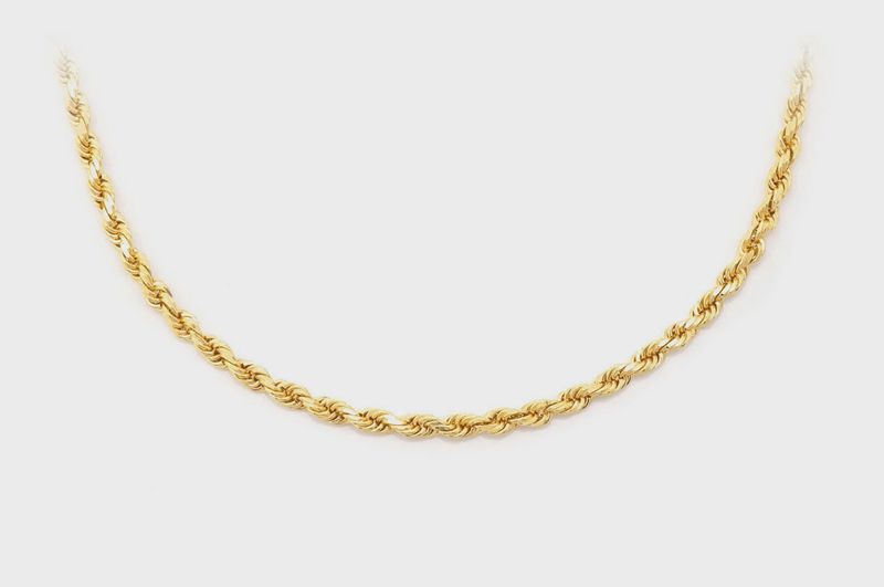 2.5MM ROPE 14K SOLID GOLD CHAIN
