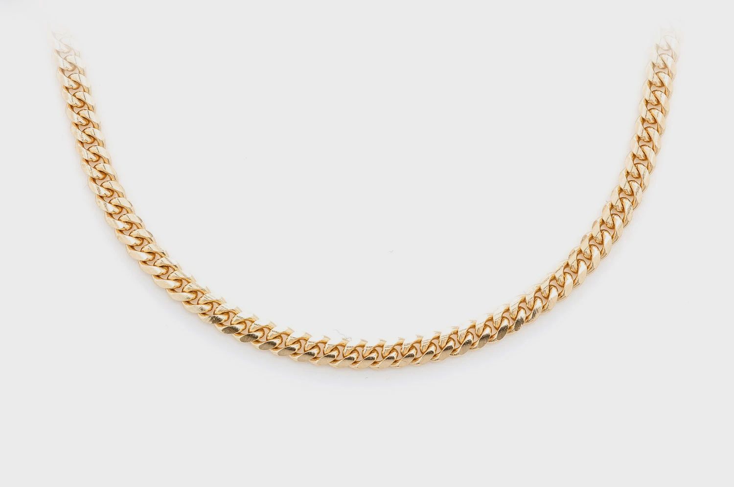 3.5MM MIAMI CUBAN 14k SOLID GOLD CHAIN, Color: Yellow Gold, Length: 16&quot;