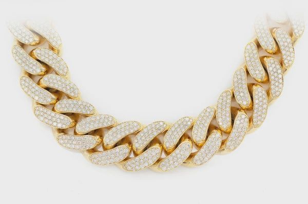20mm miami cuban link diamond necklace 14k solid gold 41.00ctw, Color: Yellow Gold, Length: 16&quot;, Diamonds: VS