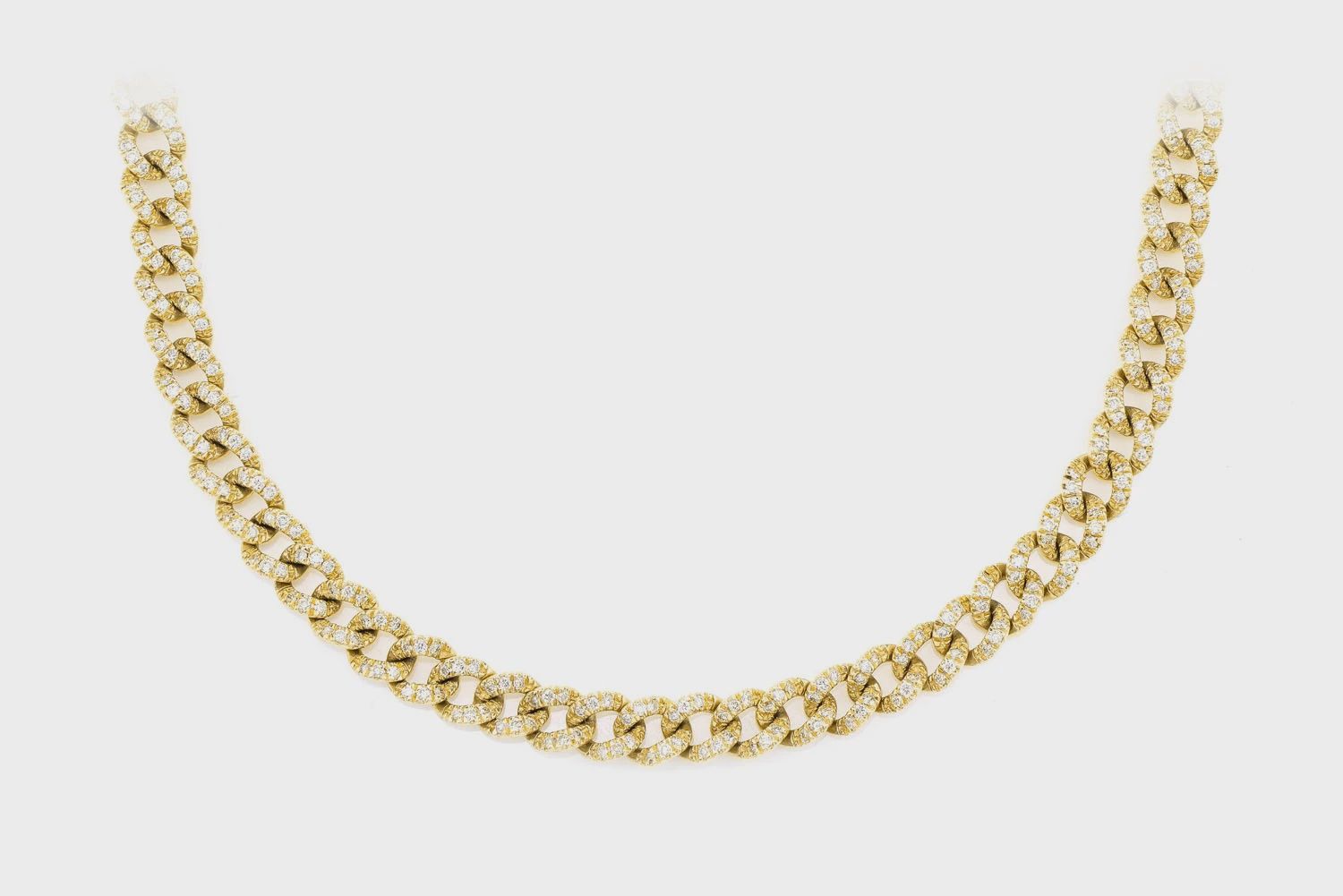 5MM Cuban Link Diamond Necklace 14k Solid Gold 2.75ctw, Color: Yellow Gold, Length: 16&quot;, Diamonds: VS