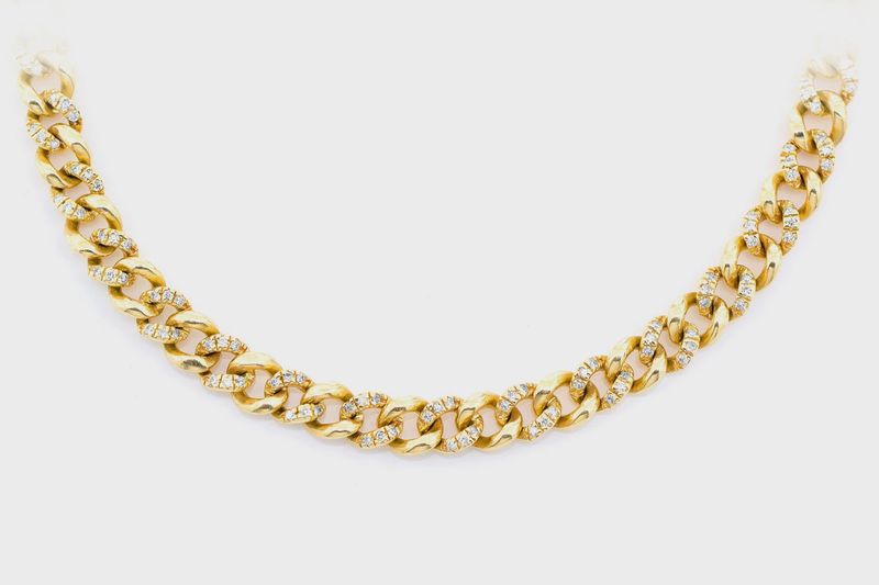 5mm miami cuban half link diamond necklace 14k solid gold 1.50ctw
