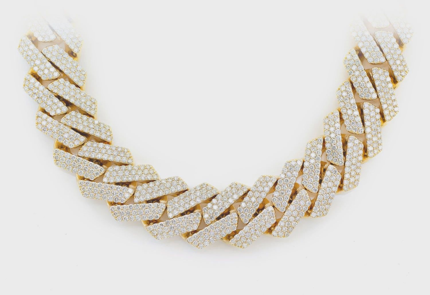 20MM raised prong miami cuban diamond necklace 14k solid gold 60.00ctw, Color: Yellow Gold, Length: 16&quot;, Diamonds: VS