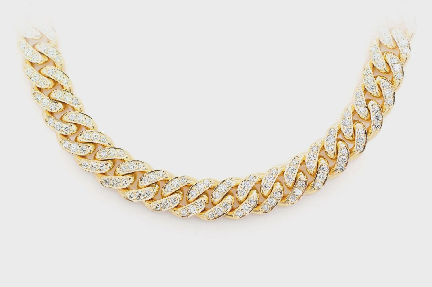 8MM miami cuban link necklace 14k solid gold 9.00ctw, Color: Yellow Gold, Length: 16&quot;, Diamonds: VS