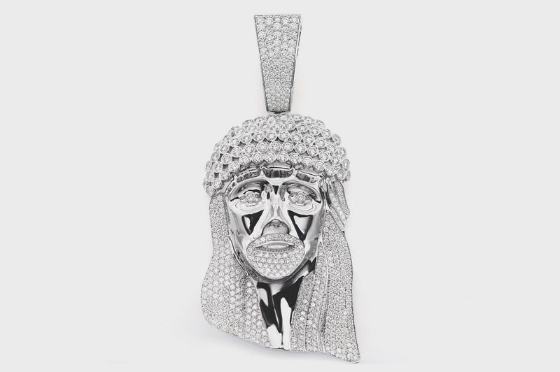 JESUS BEZEL CROWN DIAMOND PENDANT 14K SOLID GOLD 10.50 CTW