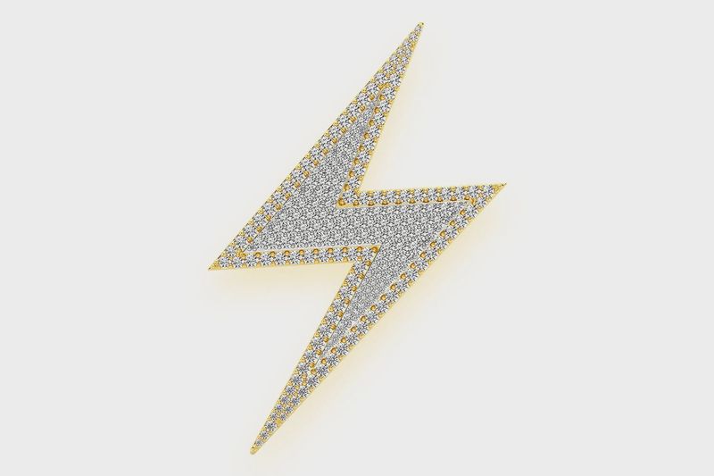LIGHTNING BOLT DOUBLE LAYER DIAMOND PENDANT  14K SOLID GOLD  2.75CTW