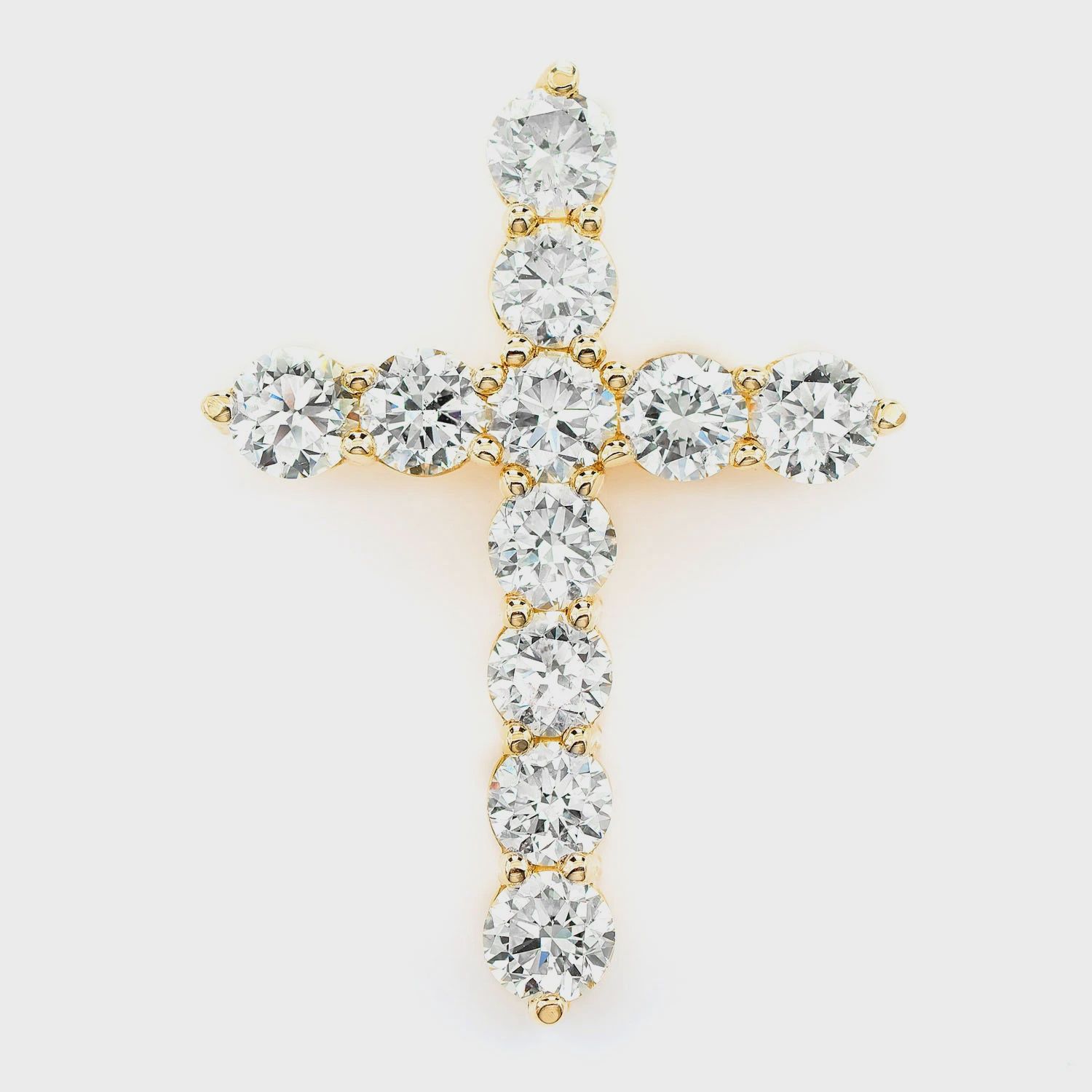 DIAMOND HIDDEN BAIL CROSS PENDANT 14K SOLID GOLD  4.45CTW, Color: Yellow Gold, Diamonds: VS