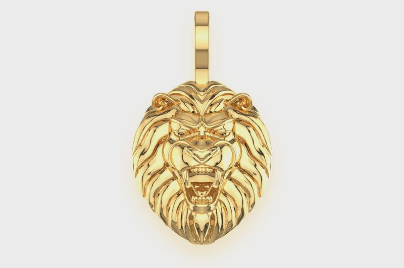 STRIPED LION PENDANT 14K SOLID GOLD