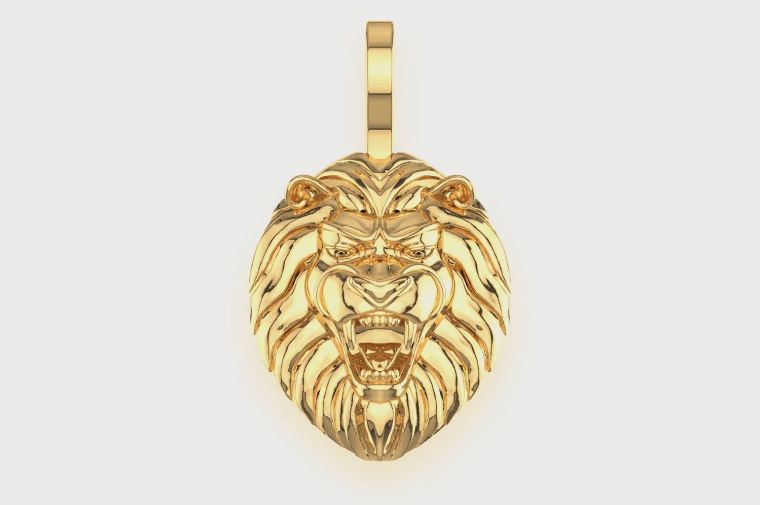 STRIPED LION PENDANT 14K SOLID GOLD, Color: Yellow Gold