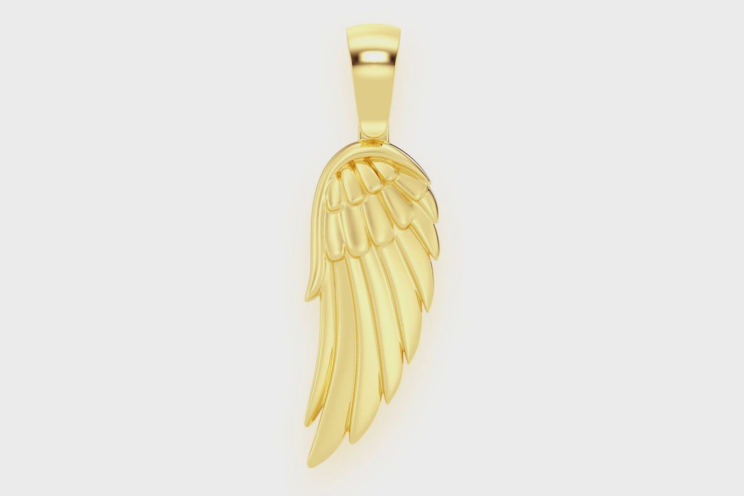 ANGEL WING PENDANT 14K SOLID GOLD, Color: Yellow Gold