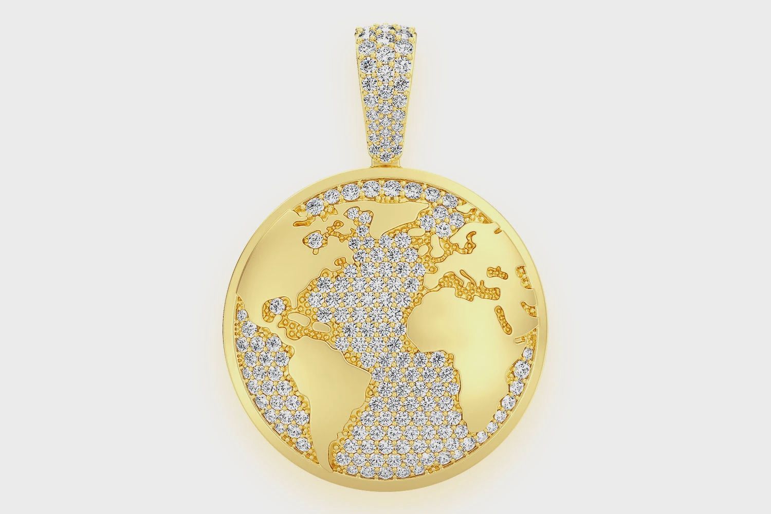 GLOBE DIAMOND PENDANT 14K SOLID GOLD  1.33CTW, Color: Yellow Gold, Diamonds: VS
