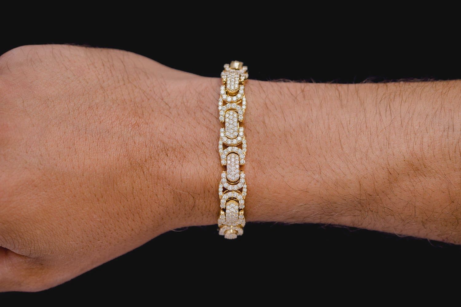 BYZANTINE LINK DIAMOND BRACELET 14K SOLID GOLD 10.00CTW, Color: Yellow Gold, Length: 6.5&quot;, Diamonds: VS