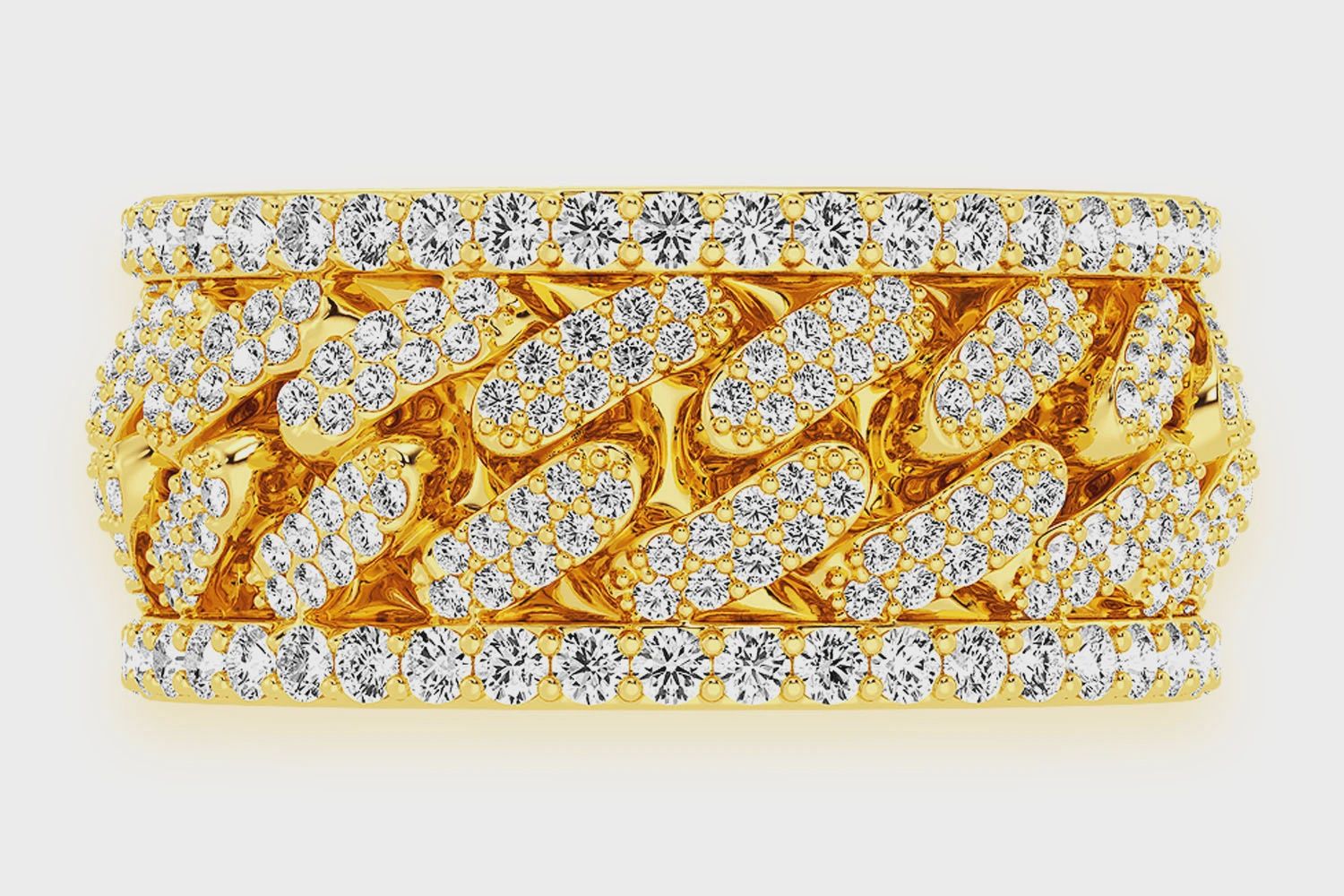 MIAMI CUBAN DIAMIOND RING 14K SOLID GOLD 1.50CTW, Color: Yellow Gold, Ring Size: 6, Diamonds: VS