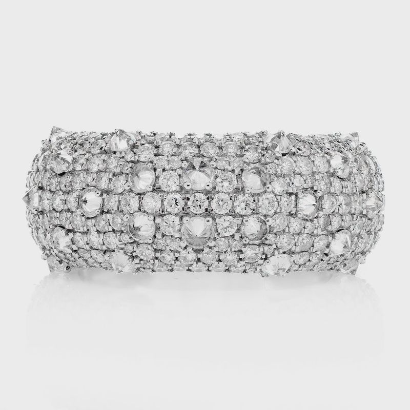 DIAMOND SPIKE WIDE BAND RING 14K SOLID GOLD 3.00CTW