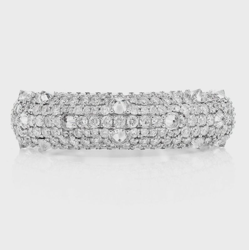 DIAMOND SPIKE THIN BAND RING 14K SOLID  GOLD 1.50CTW