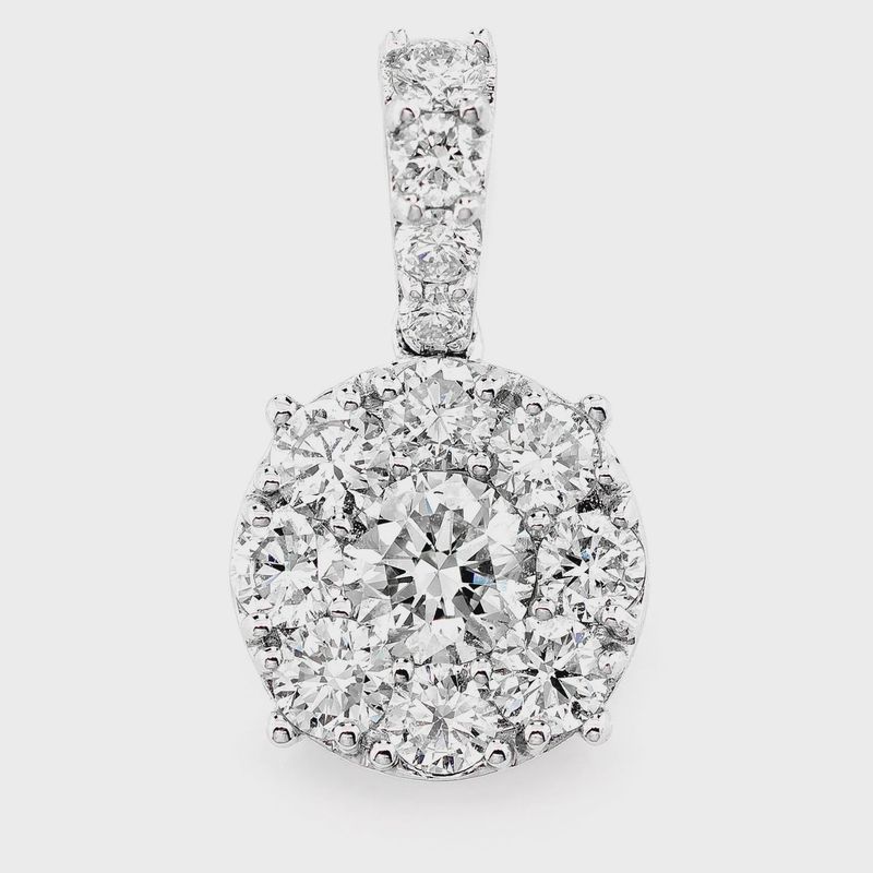 SOLITAIRE MOSAIC DIAMOND PENDANT 14K SOLID GOLD 1.00CTW
