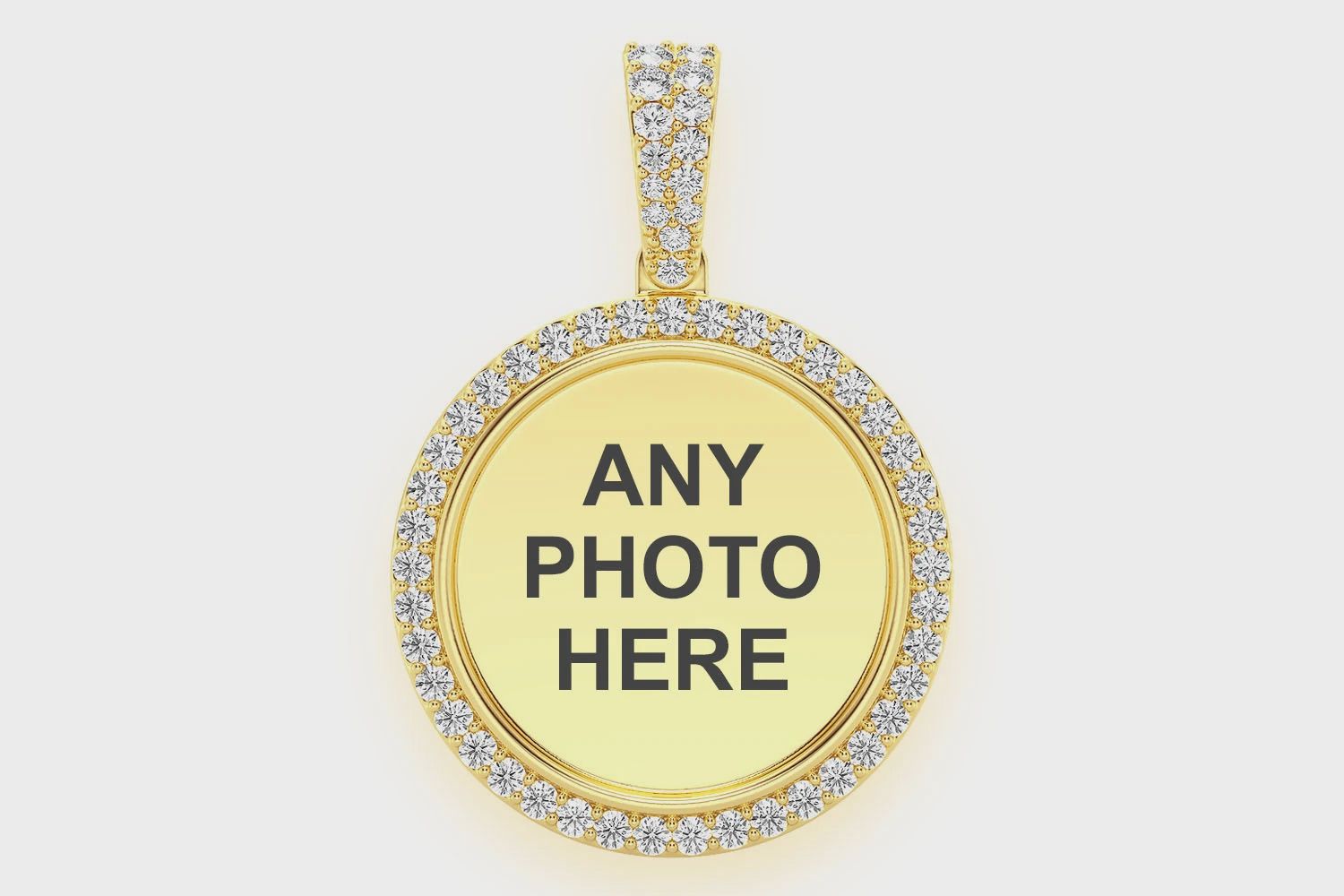 ROUND PICTURE MEMORY DIAMOND PENDANT 14K SOLID GOLD 0.50CTW, Color: Yellow Gold, Diamonds: VS