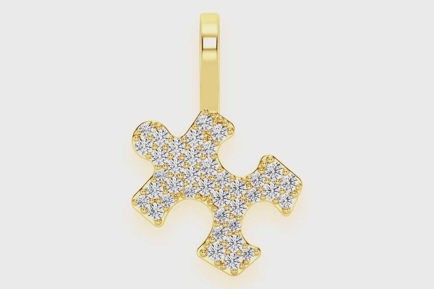 PUZZLE  PIECE DIAMOND PENDANT 14K SOLID GOLD 0.25CTW, Color: Yellow Gold, Diamonds: VS