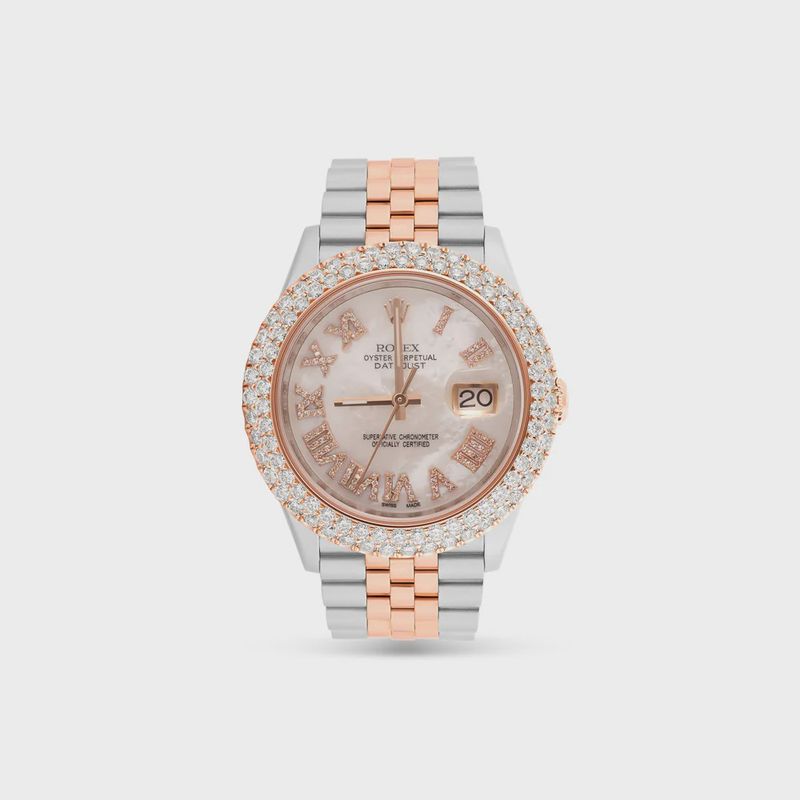 TWO-TONE ROLEX DATEJUST 36 MM WITH MOTHER OF PEARL DIAL &amp; TWO-ROW DIAMOND BEZEL