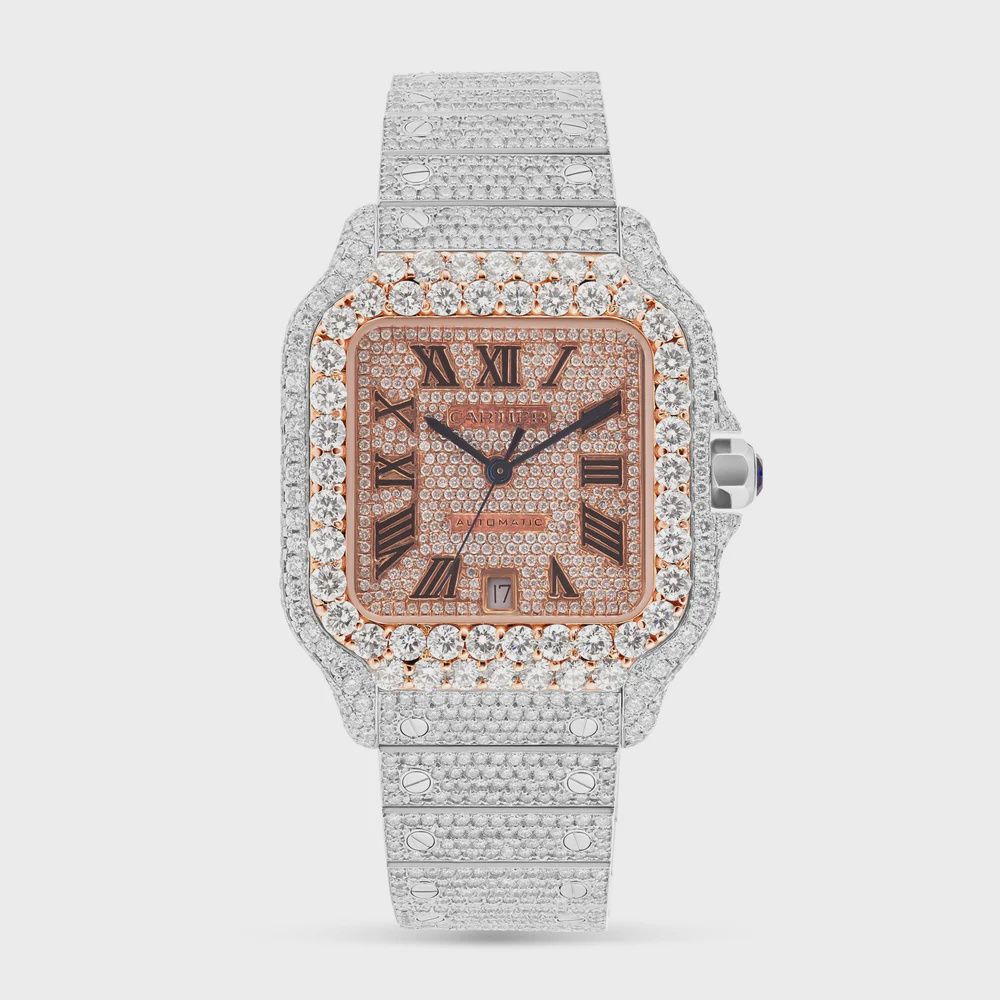 FULL DIAMOND CARTIER SANTOS 40 MM ROSE GOLD DIAMOND DIAL WSSA0018